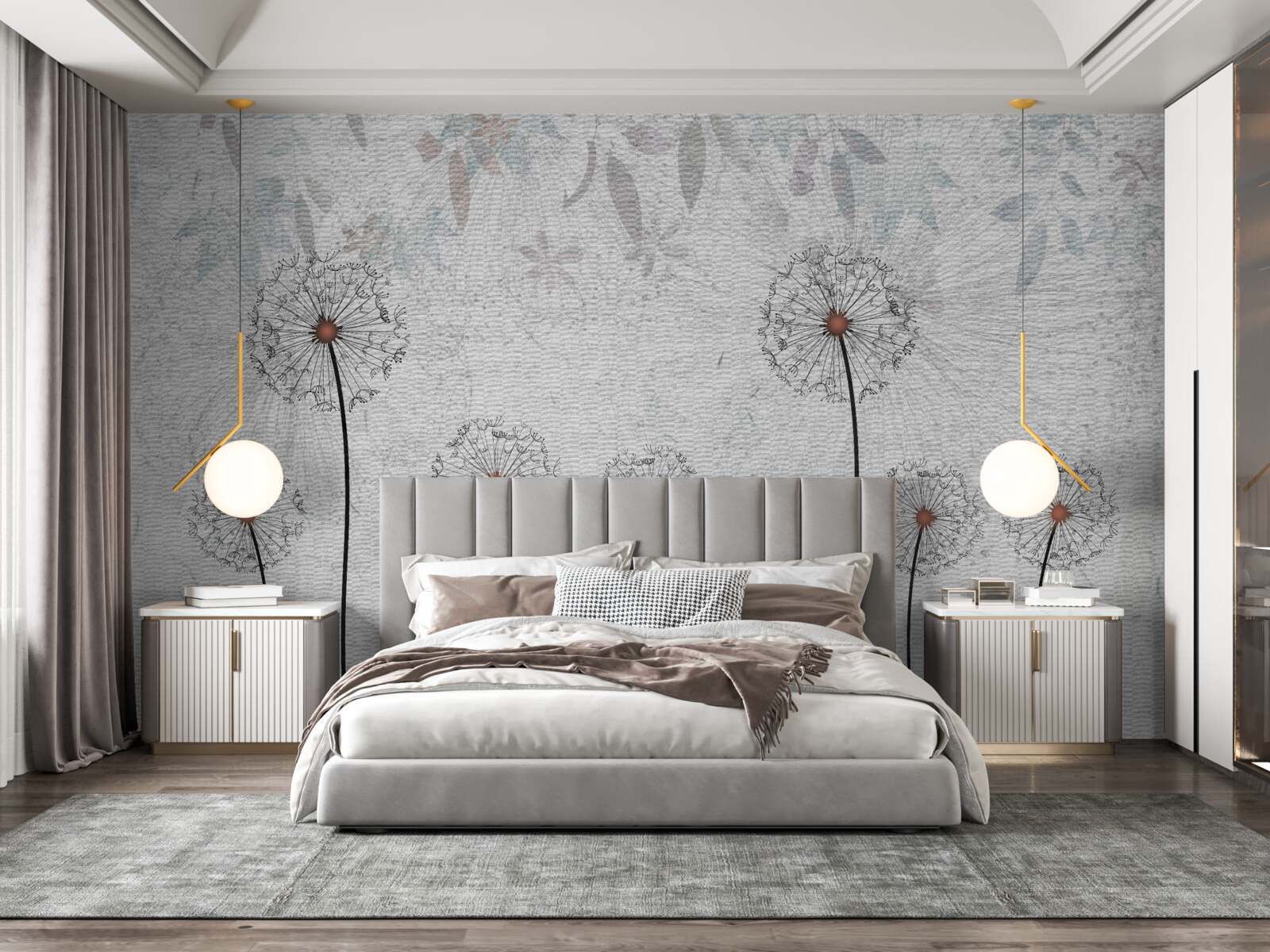 Fototapeta slabé púpavy na sivom pozadí