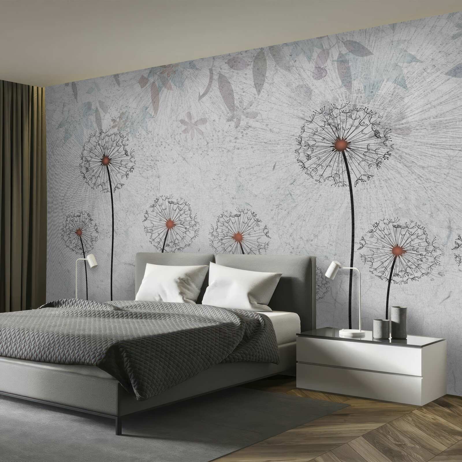 Fototapeta slabé púpavy na sivom pozadí