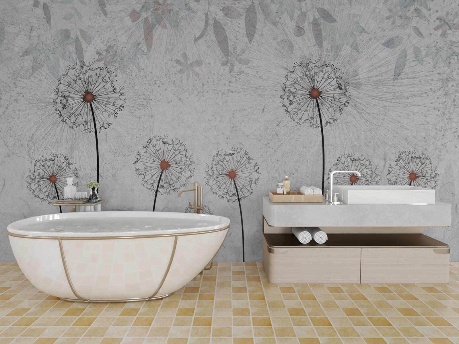 Fototapeta slabé púpavy na sivom pozadí