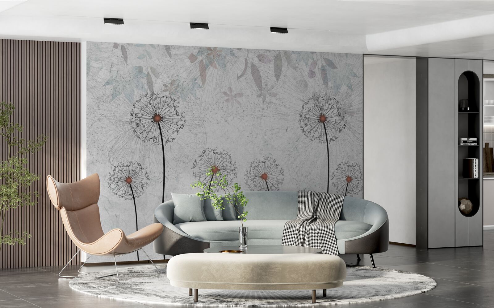 Fototapeta slabé púpavy na sivom pozadí