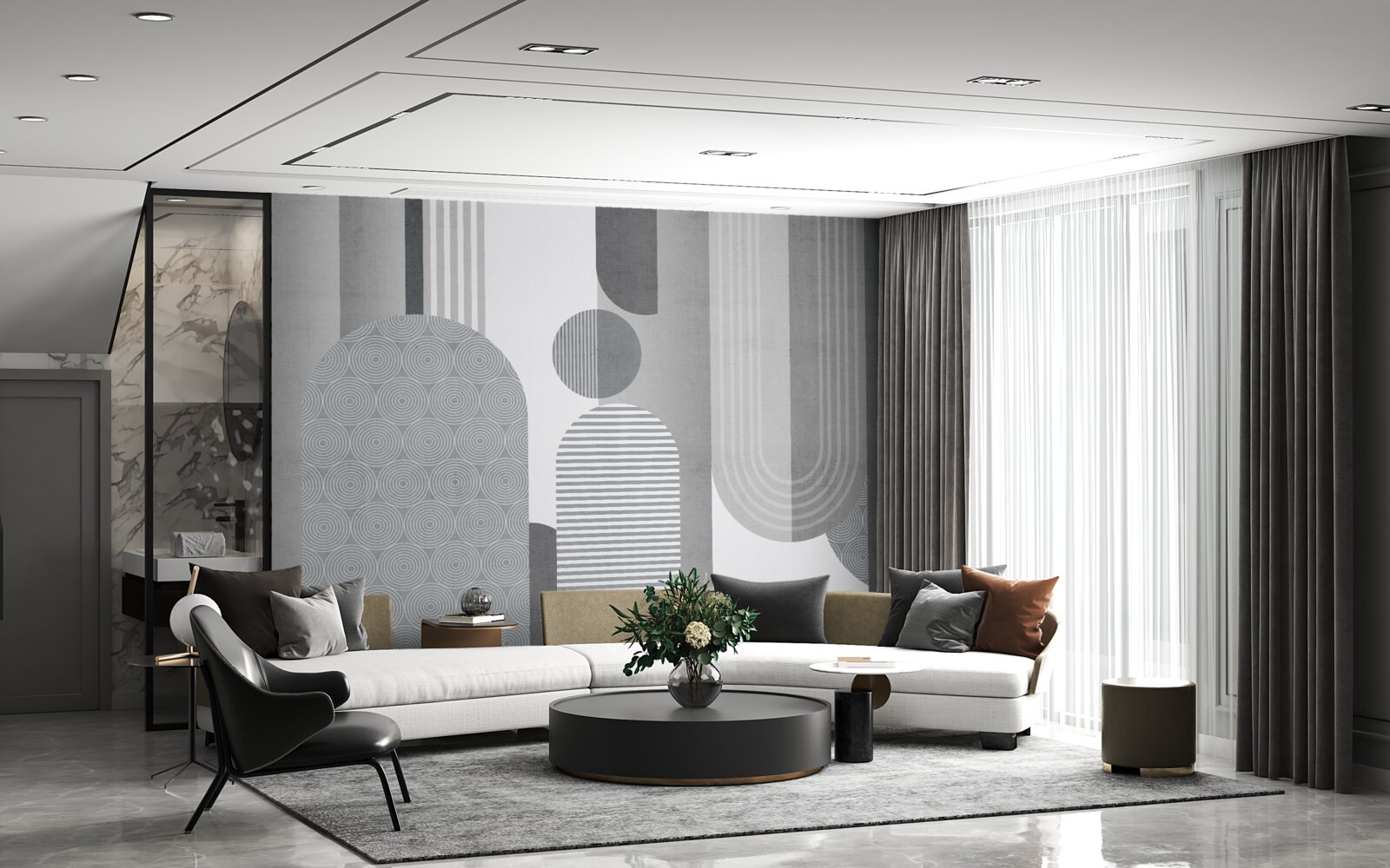 Fototapeta šrafované obdĺžniky s oblúkovým tvarom