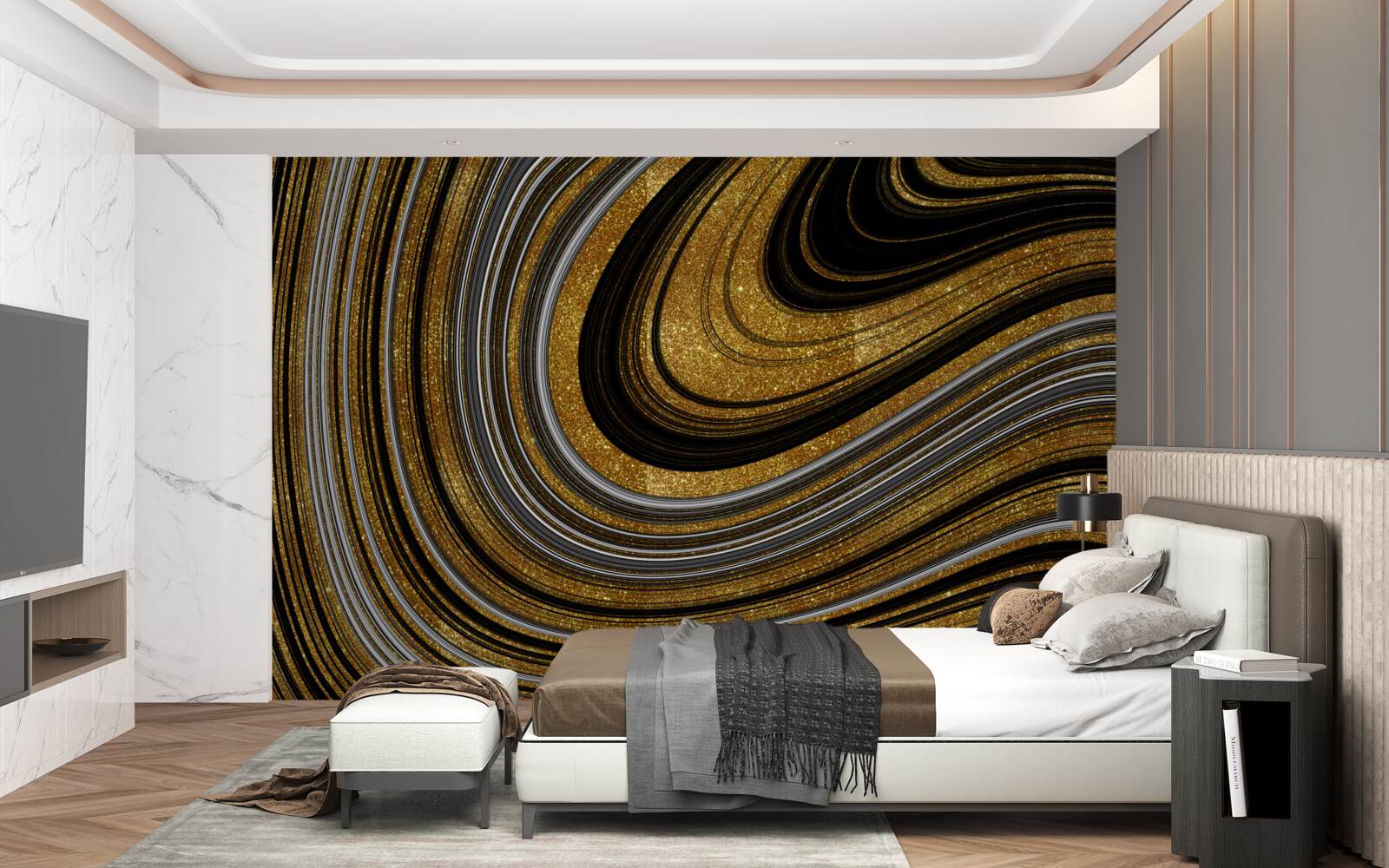 Fototapeta zlaté topiace sa vlny