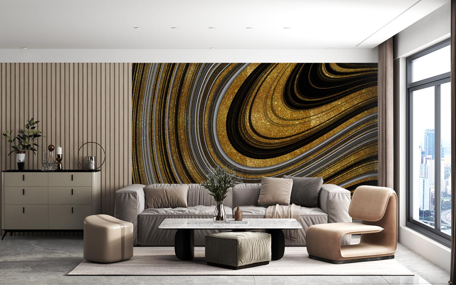 Fototapeta zlaté topiace sa vlny