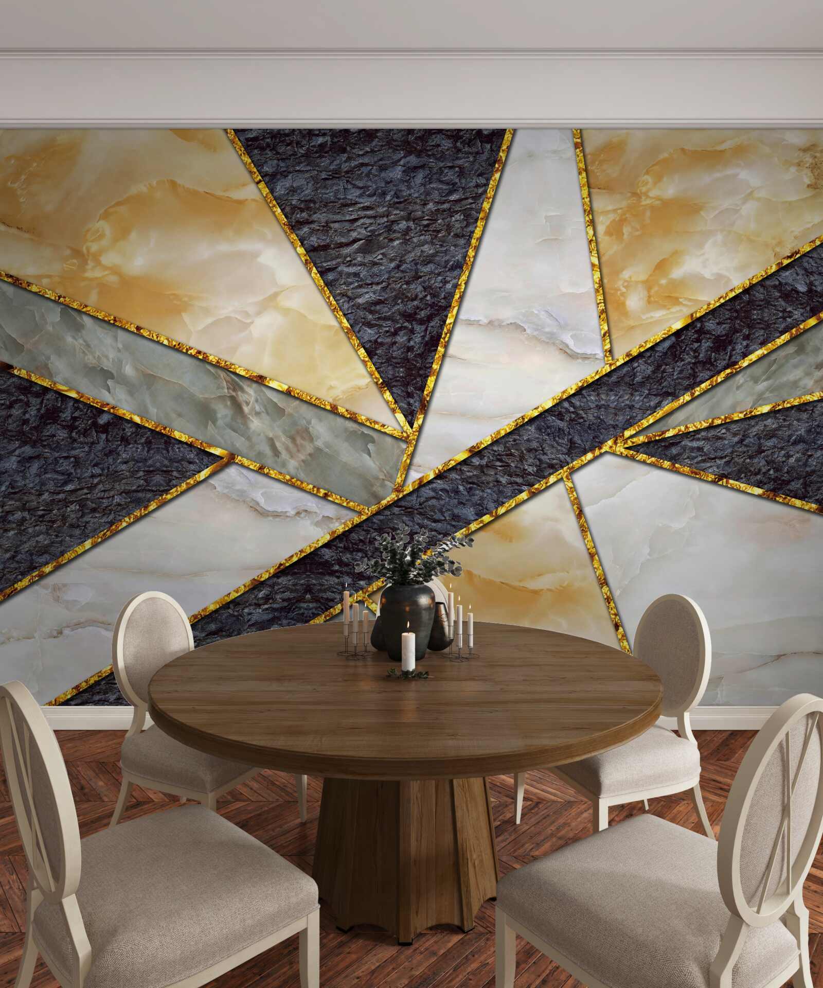 Fototapeta farebný mramor v zlatom reze