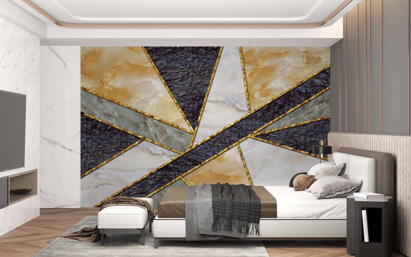 Fototapeta farebný mramor v zlatom reze