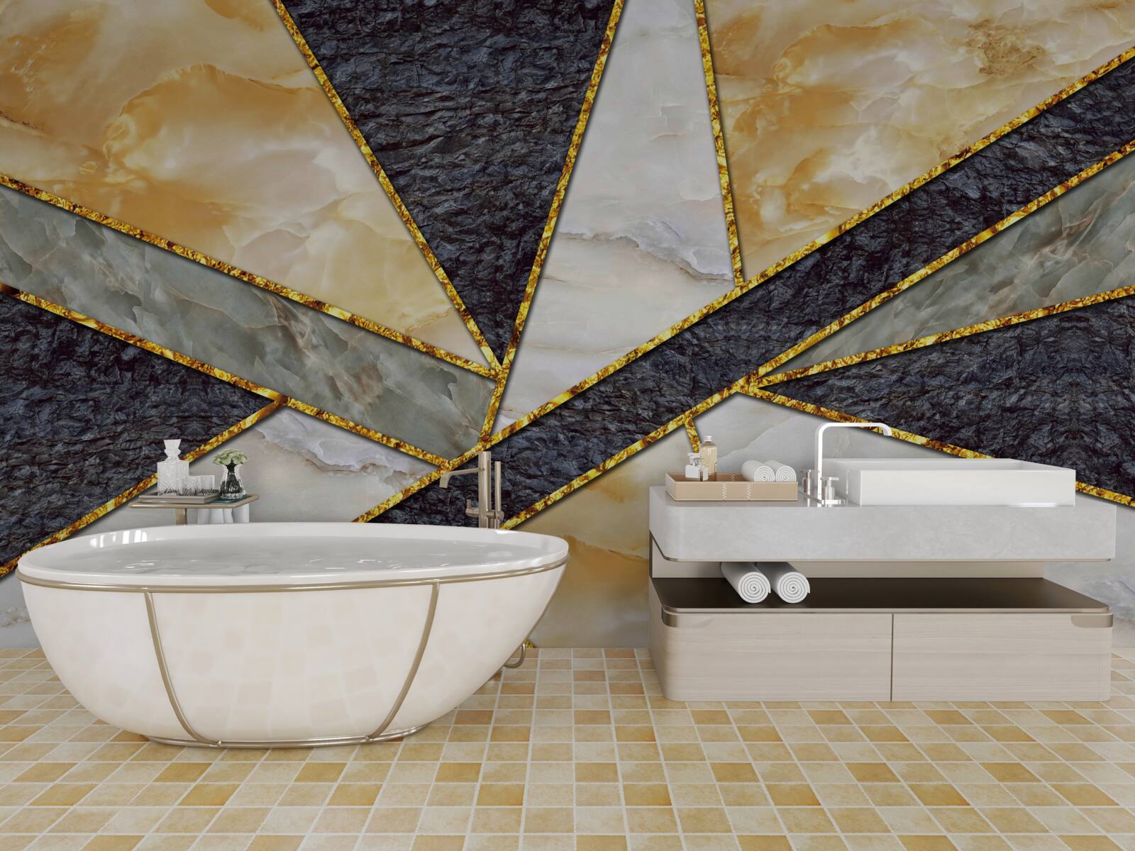 Fototapeta farebný mramor v zlatom reze