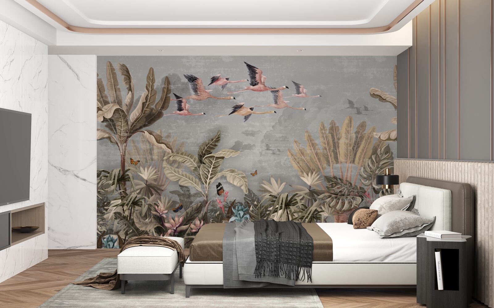 Fototapeta žeriavy lietajú v trópoch