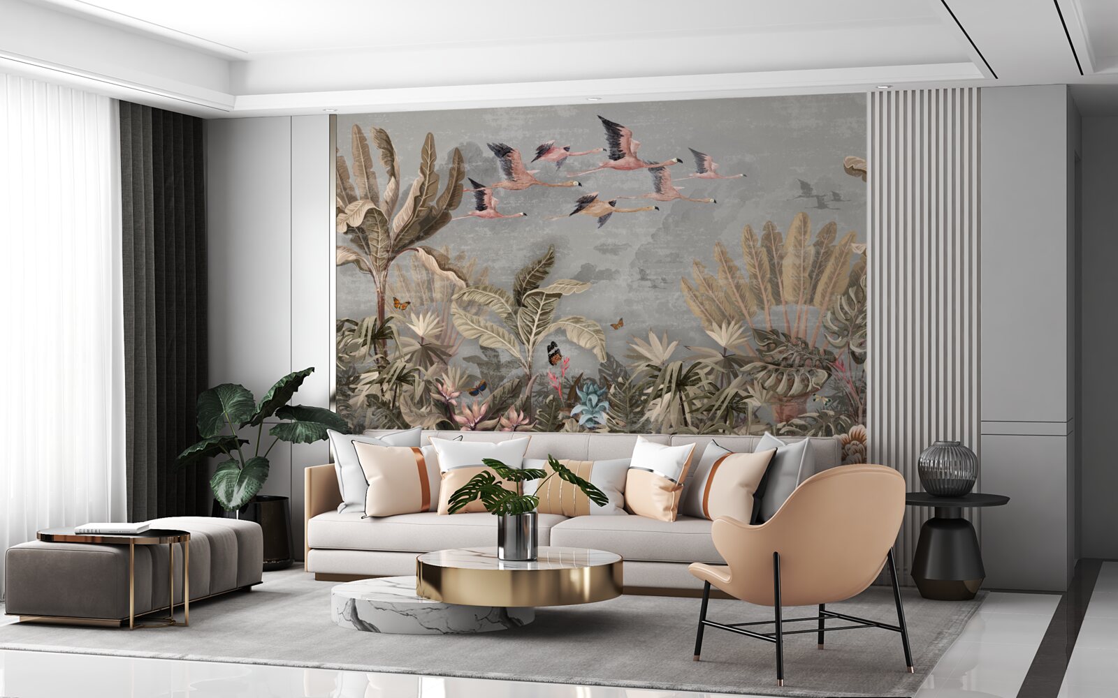 Fototapeta žeriavy lietajú v trópoch