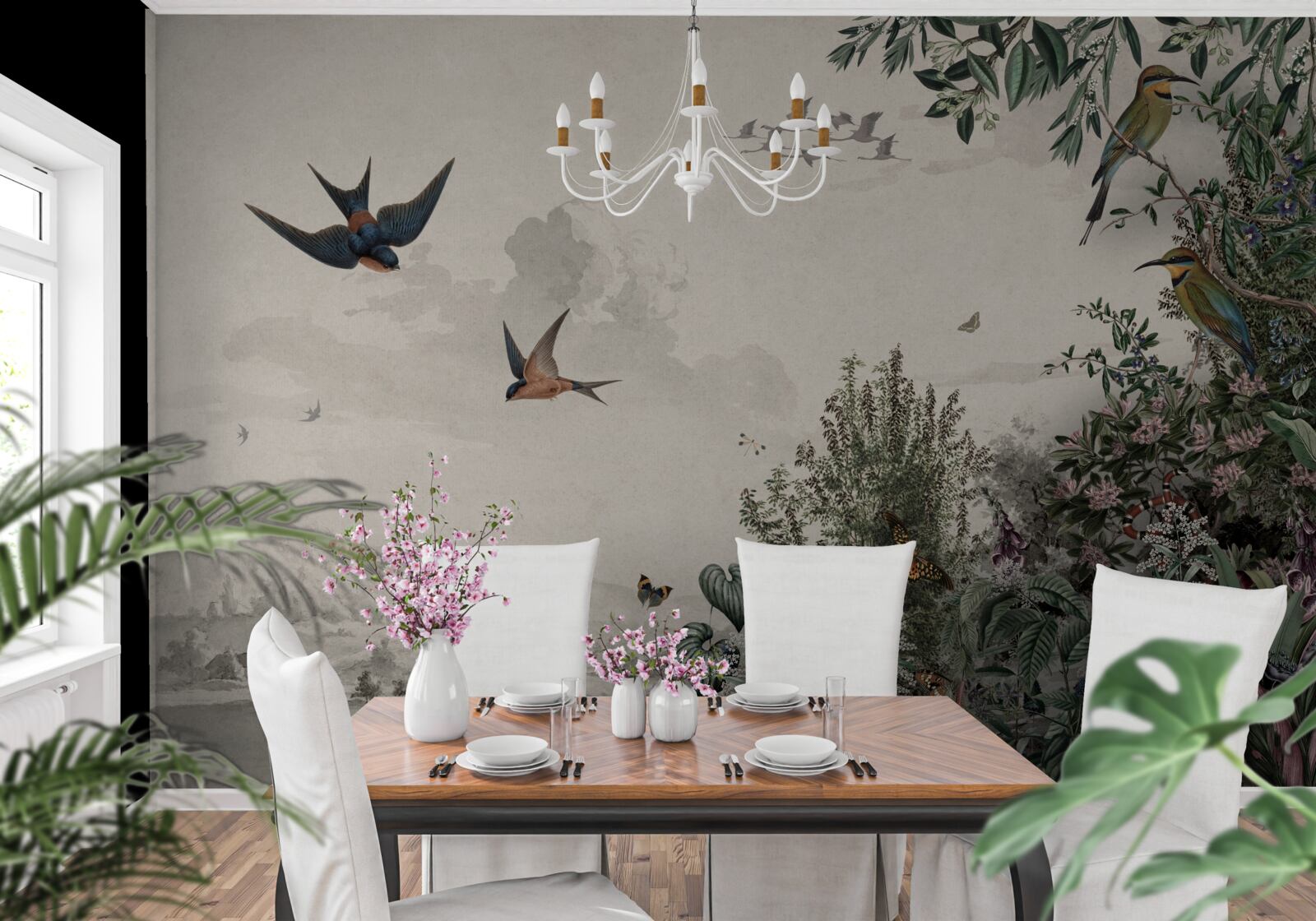 Fototapeta keď prší, vtáky hľadajú úkryt