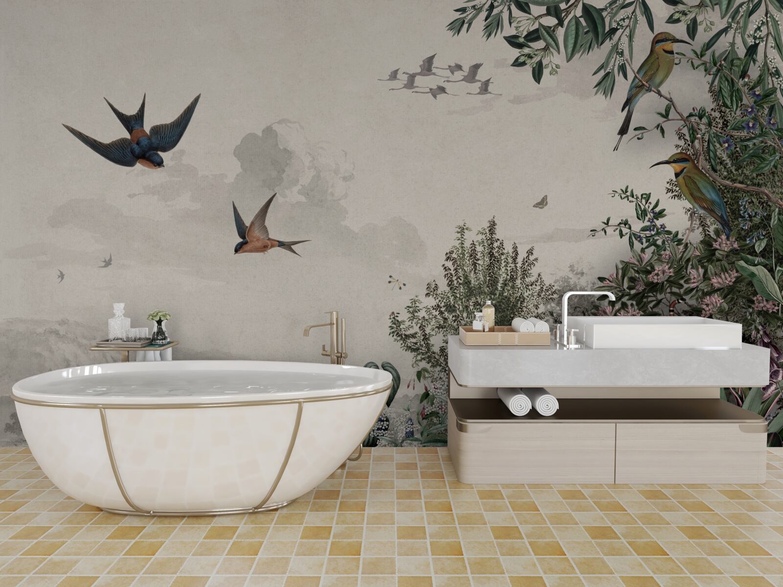 Fototapeta keď prší, vtáky hľadajú úkryt