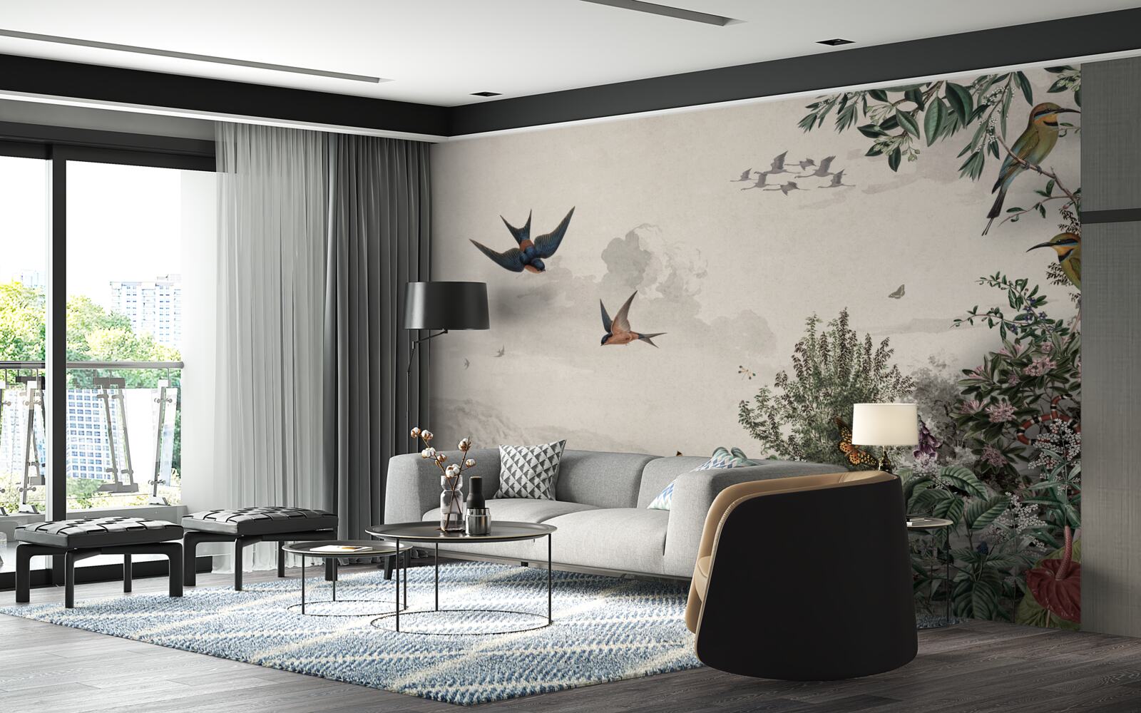 Fototapeta keď prší, vtáky hľadajú úkryt