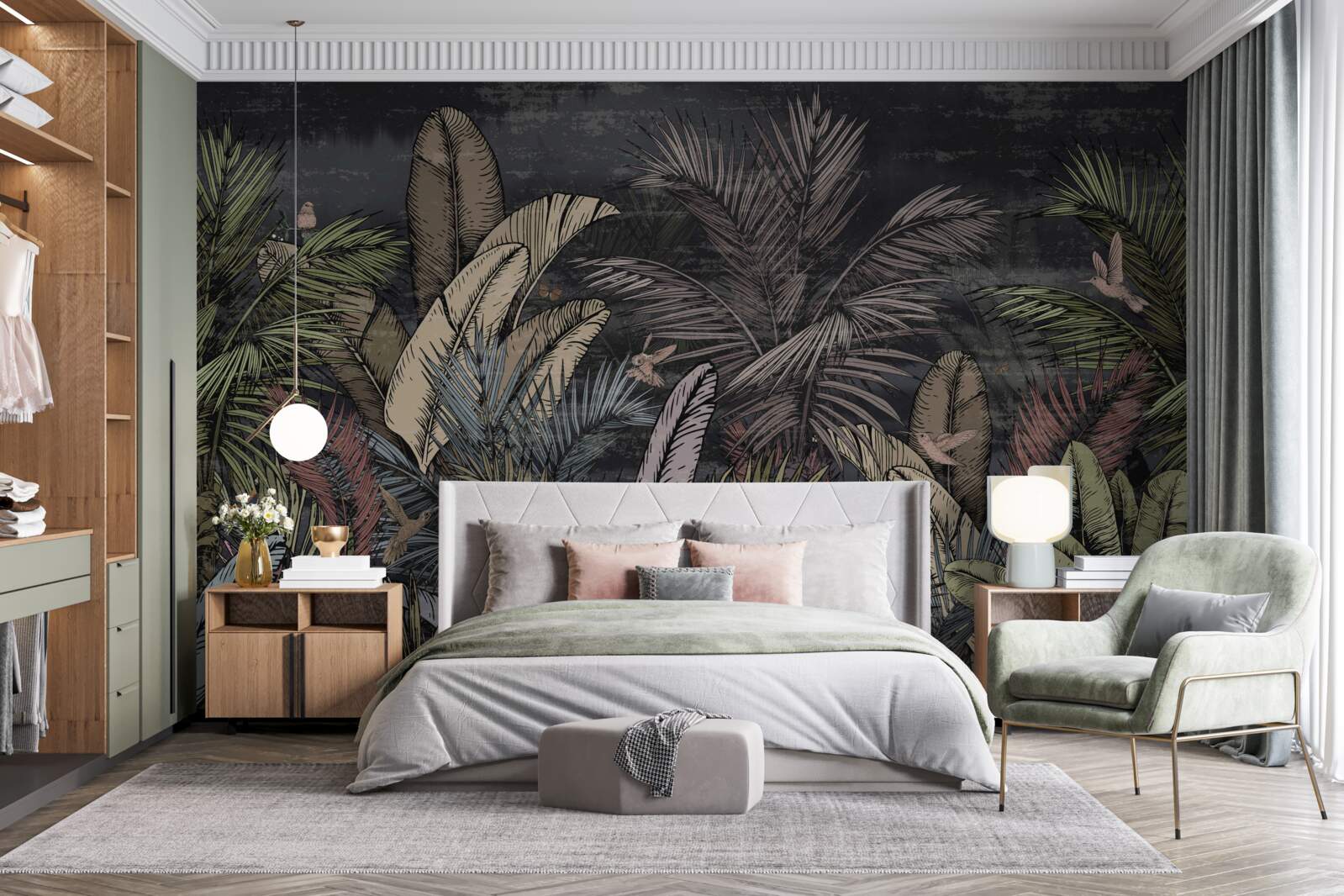 Fototapeta keď padne noc, tropické rastliny