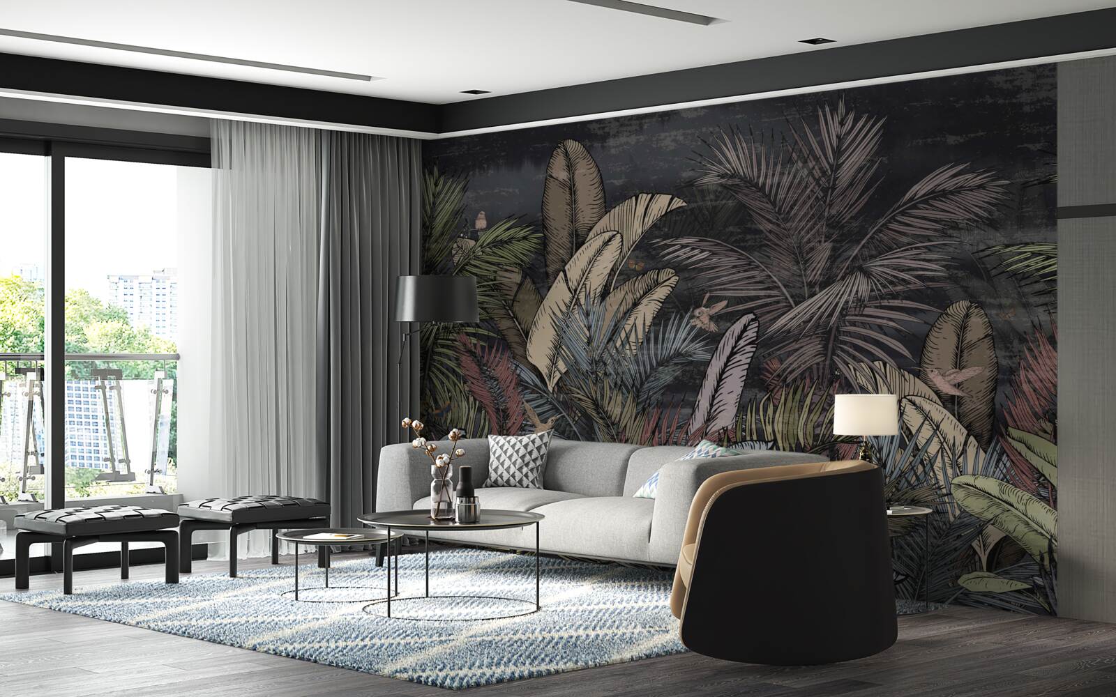 Fototapeta keď padne noc, tropické rastliny