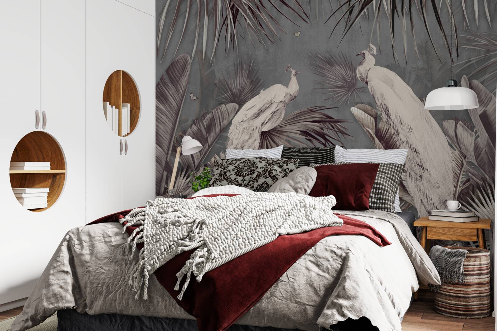 Fototapeta biele pávy sa pripravujú na dážď