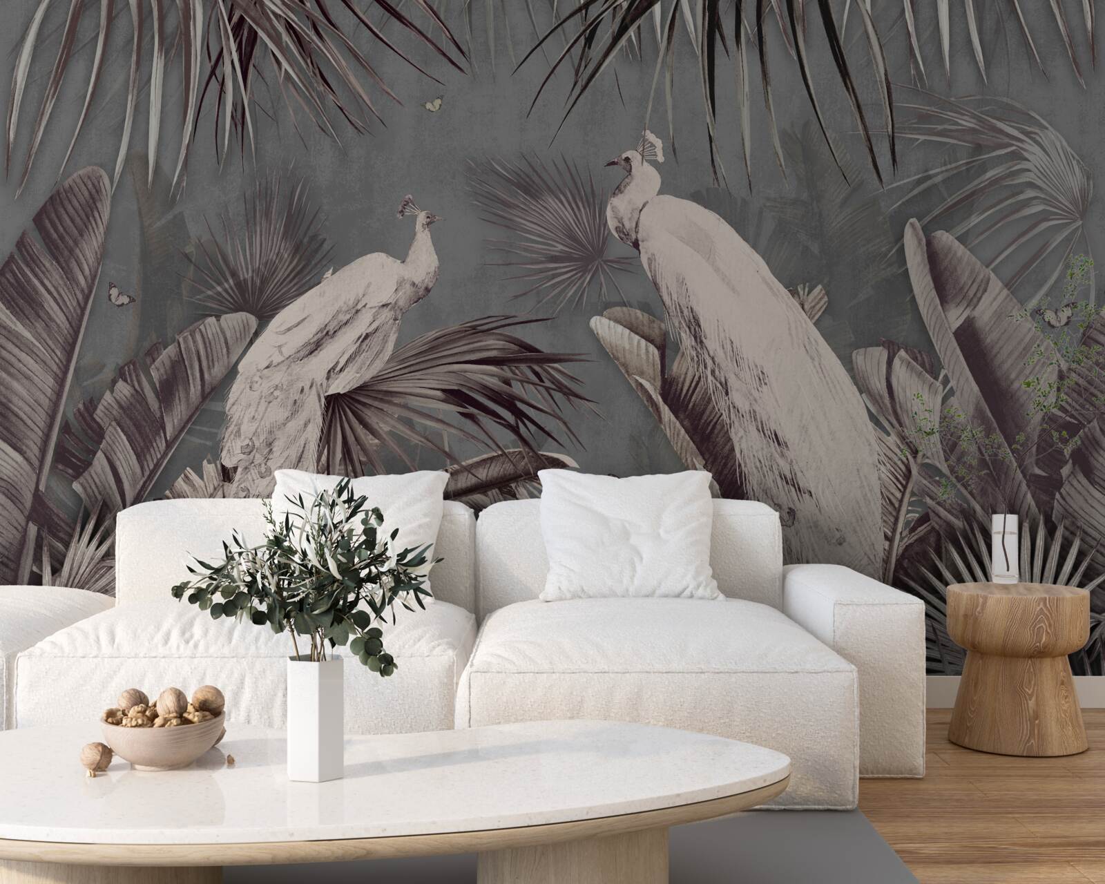 Fototapeta biele pávy sa pripravujú na dážď