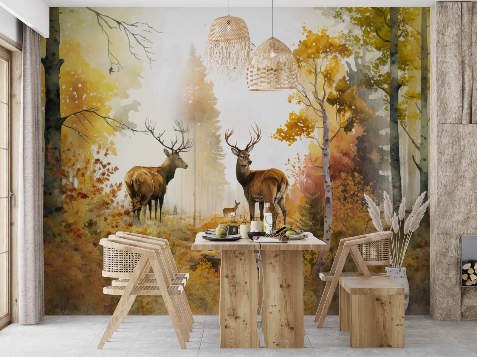 Fototapeta jesenný les sa stáva vychádzkovou oblasťou pre srnky