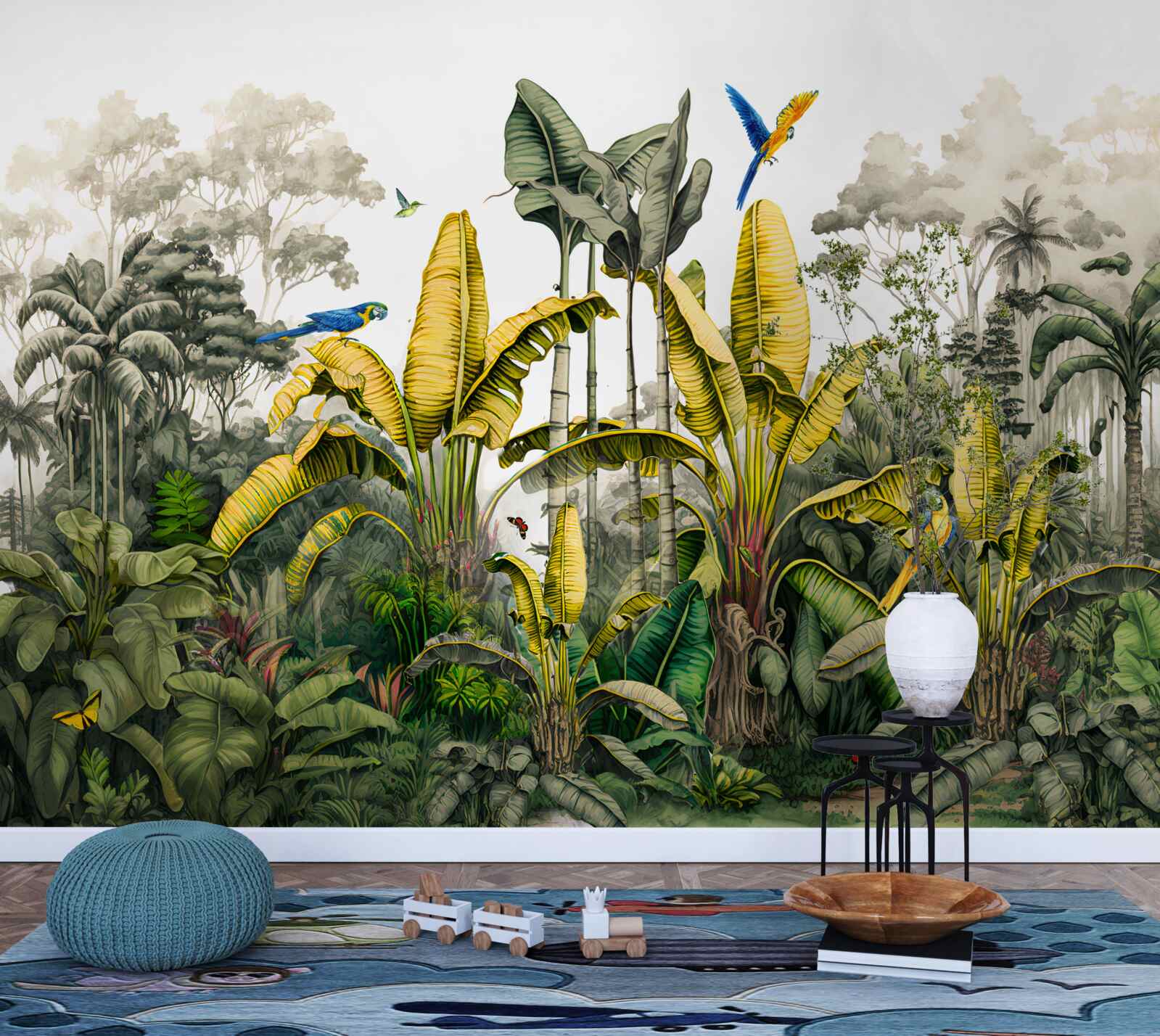 Fototapeta veľké vetvy zlatého papradia v tropickom lese