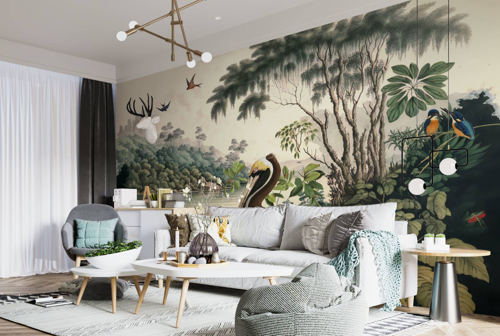 Fototapeta pelikán hľadá potravu vo vodách jazera