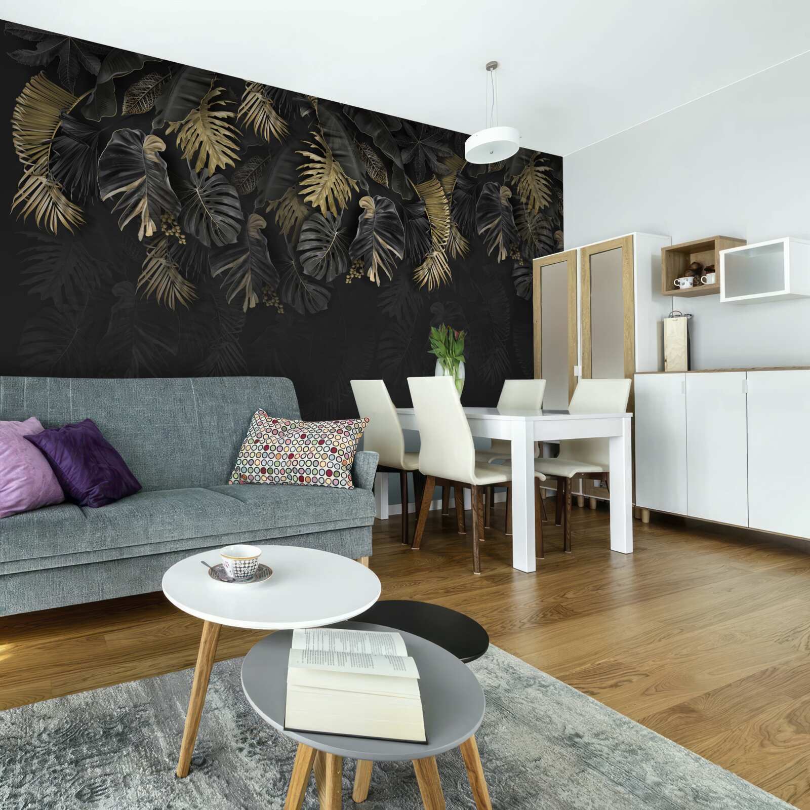 Fototapeta nočná papraď, maľovaná v odtieňoch zlatej a zelenej