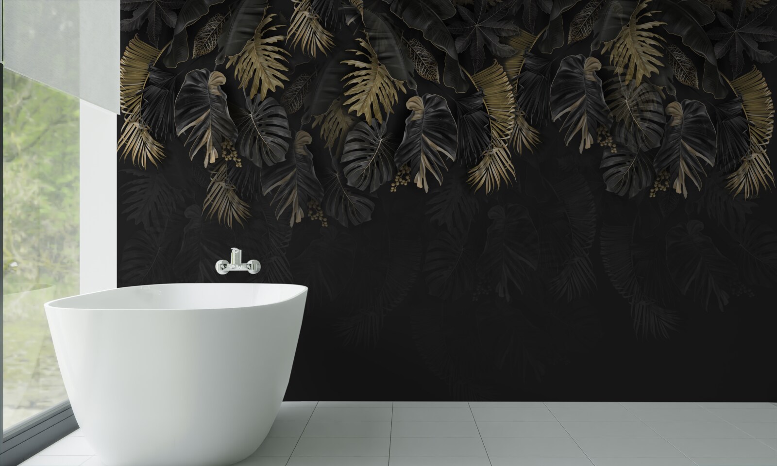 Fototapeta nočná papraď, maľovaná v odtieňoch zlatej a zelenej