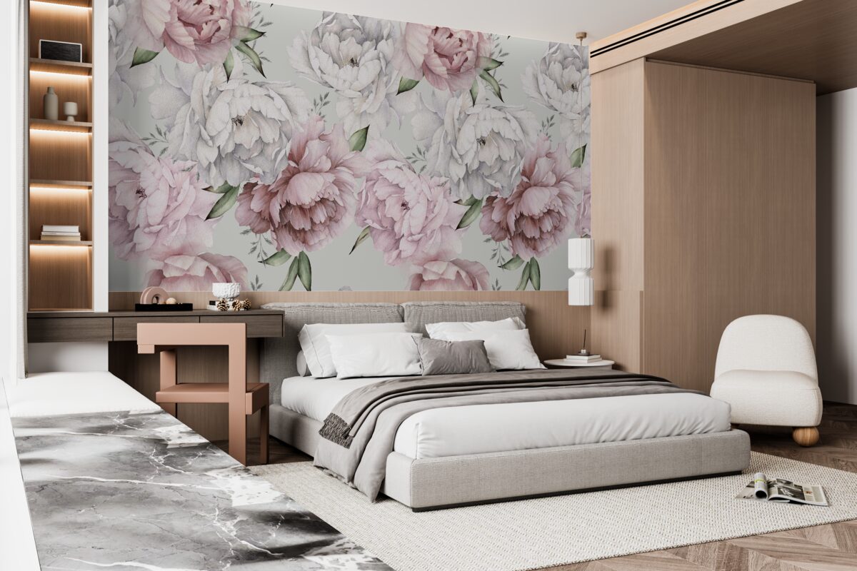 Fototapeta krásne pivonky v odtieňoch bielej a ružovej