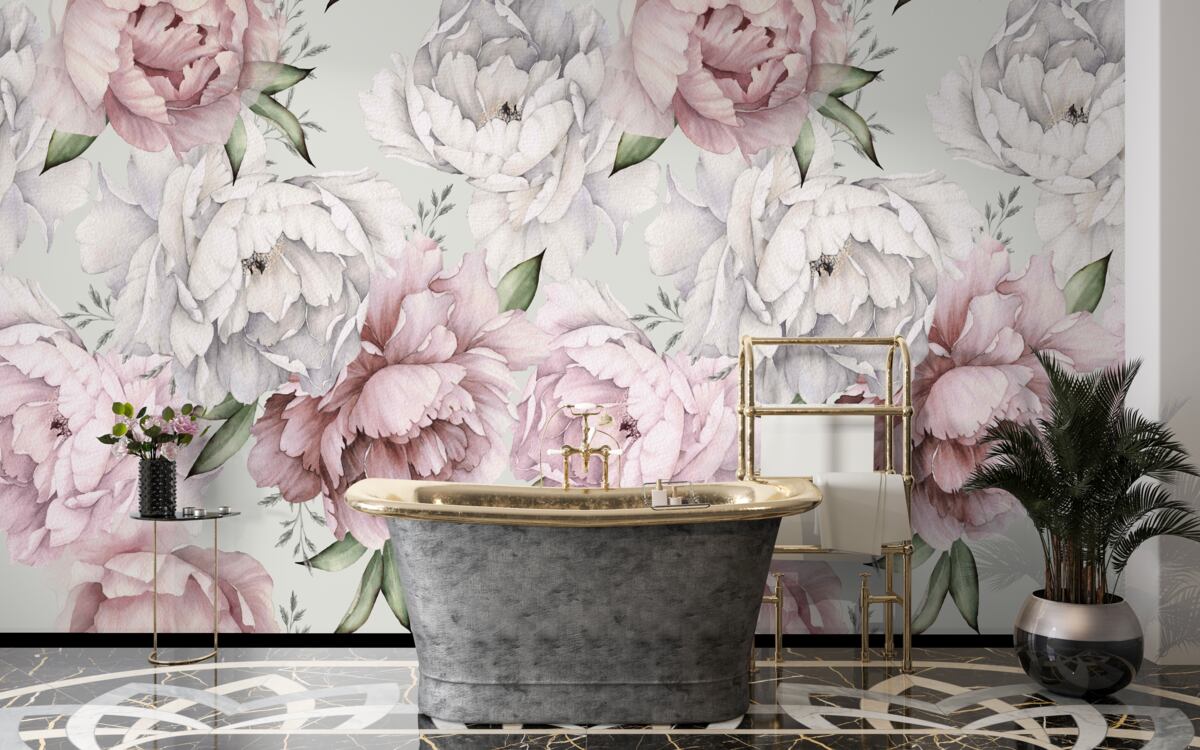 Fototapeta krásne pivonky v odtieňoch bielej a ružovej