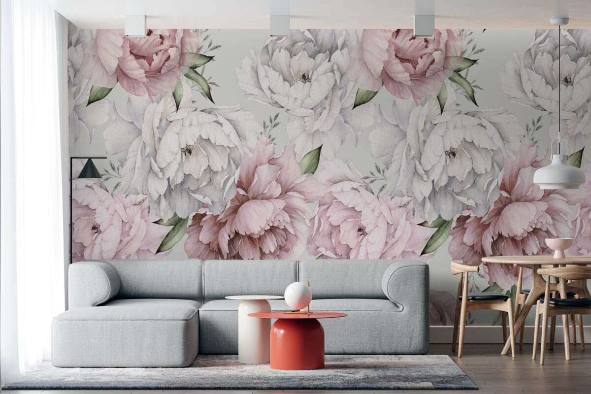 Fototapeta krásne pivonky v odtieňoch bielej a ružovej