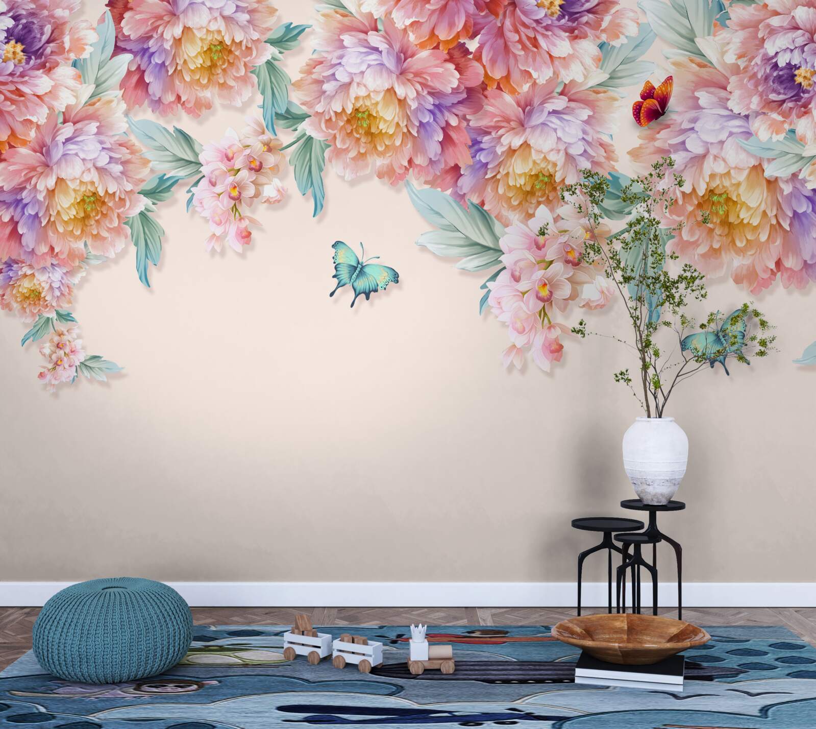 Fototapeta jarné kvety sú posiate motýľmi