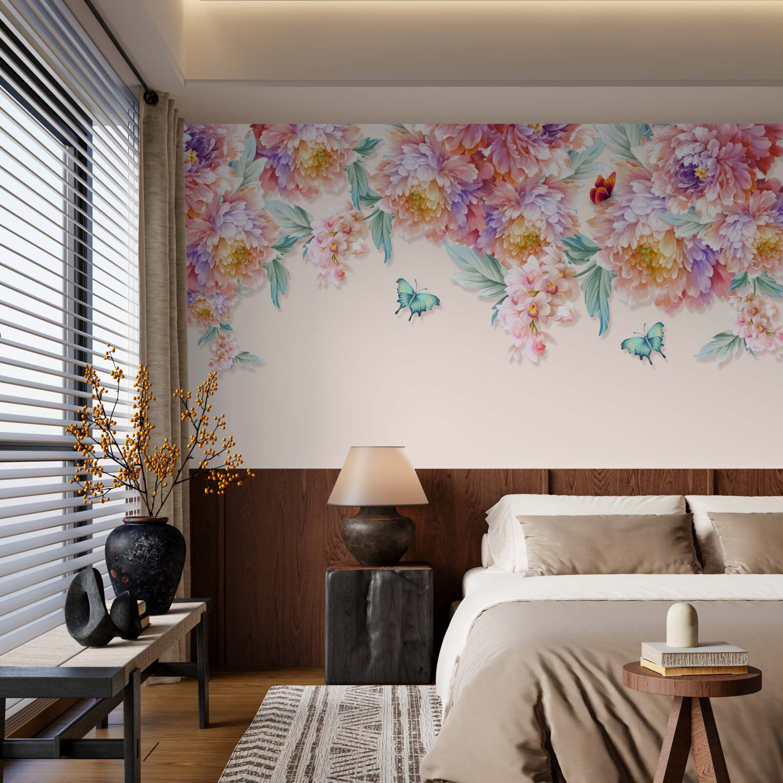 Fototapeta jarné kvety sú posiate motýľmi