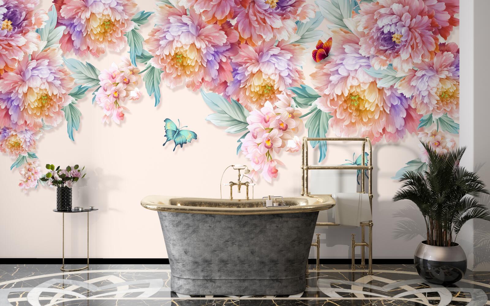 Fototapeta jarné kvety sú posiate motýľmi