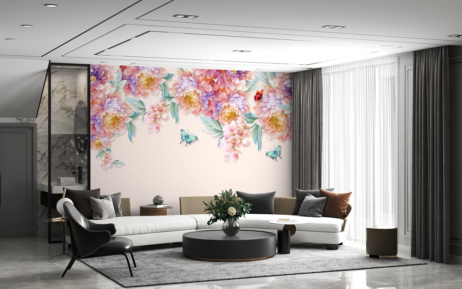 Fototapeta jarné kvety sú posiate motýľmi