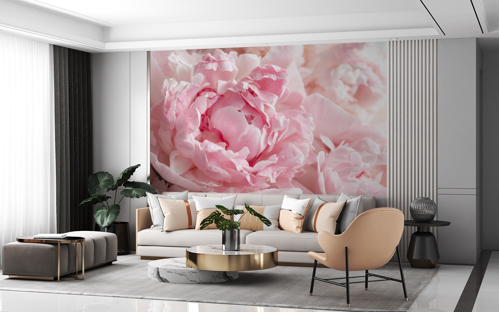 Fototapeta kytica pivónií v jemnom ružovom odtieni