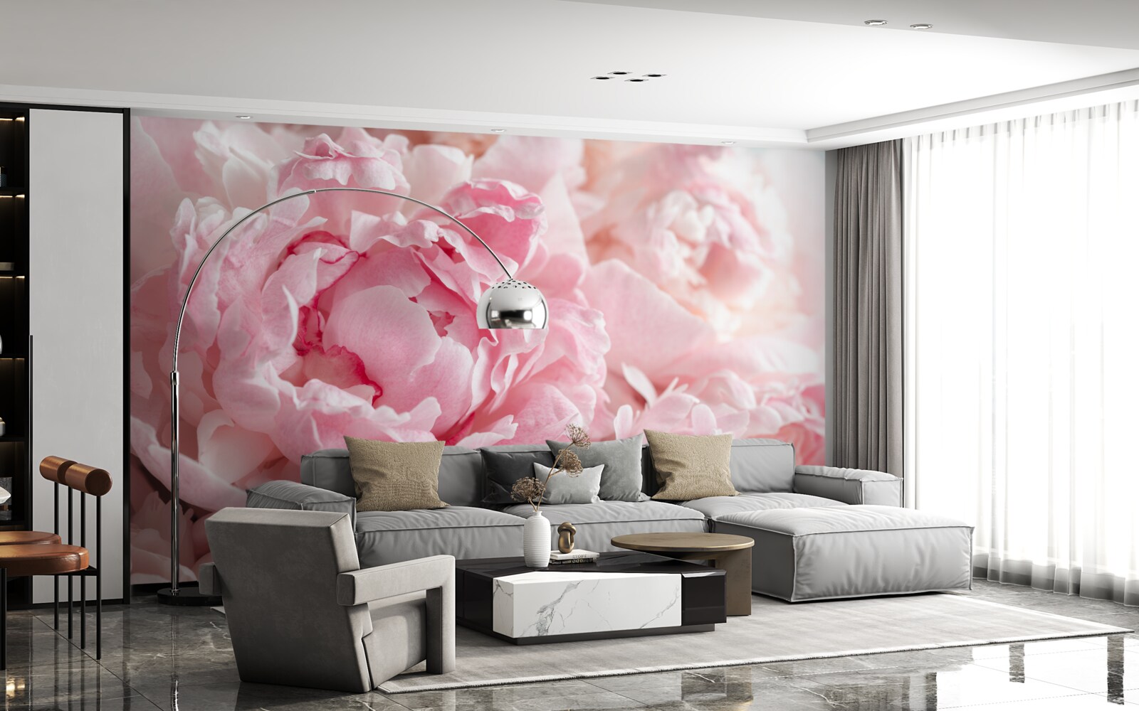 Fototapeta kytica pivónií v jemnom ružovom odtieni