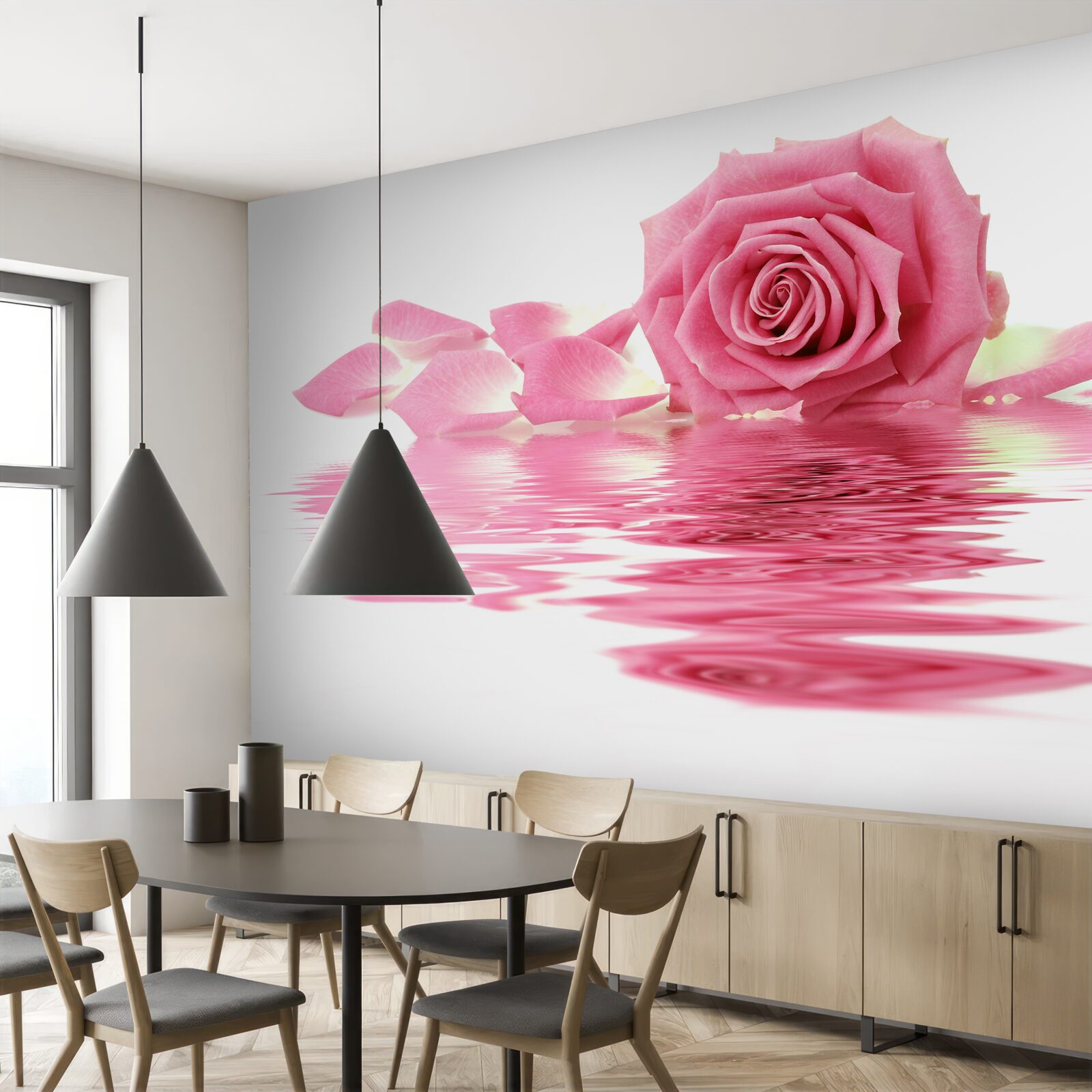 Fototapeta odraz ružovej ruže vo vode