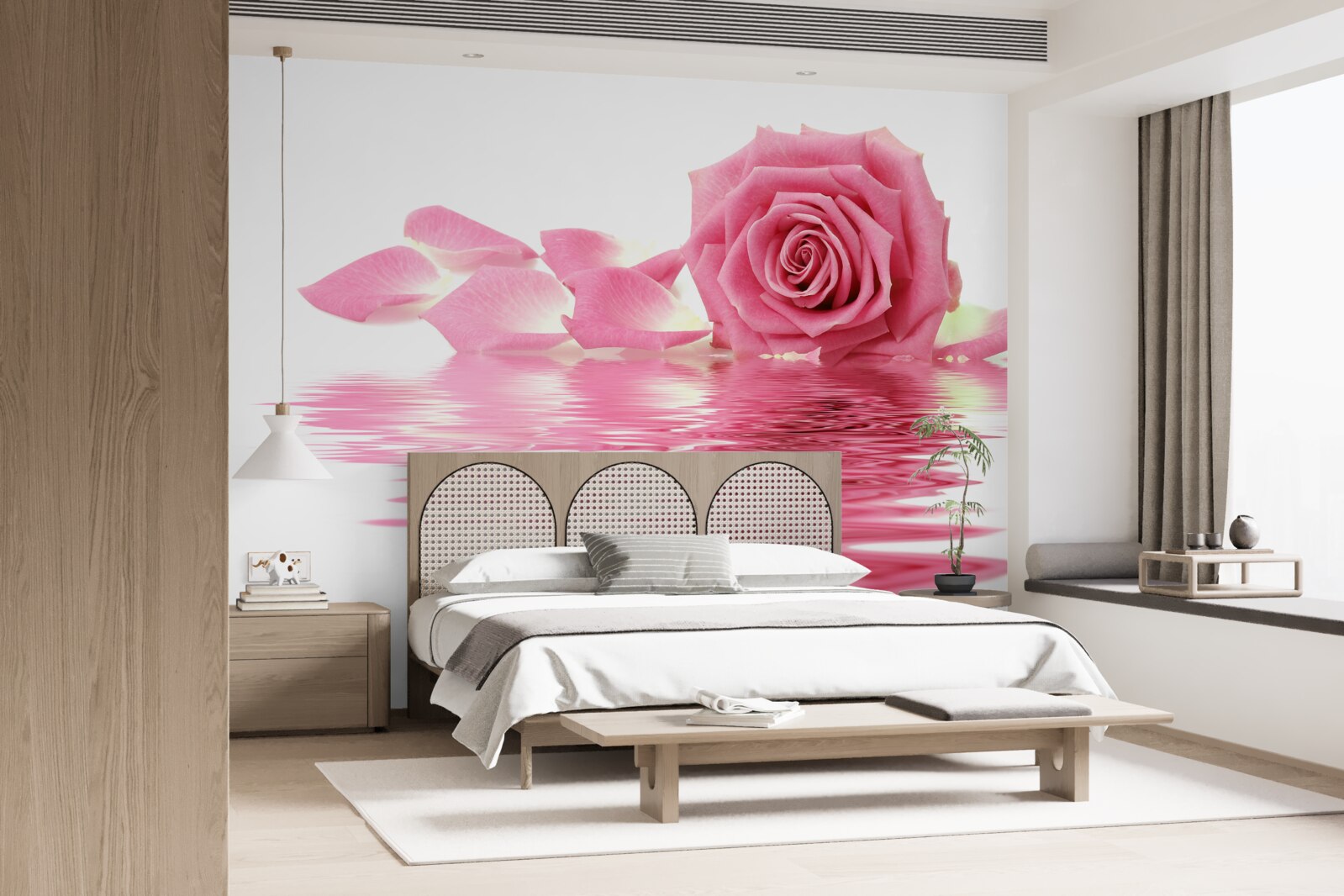 Fototapeta odraz ružovej ruže vo vode