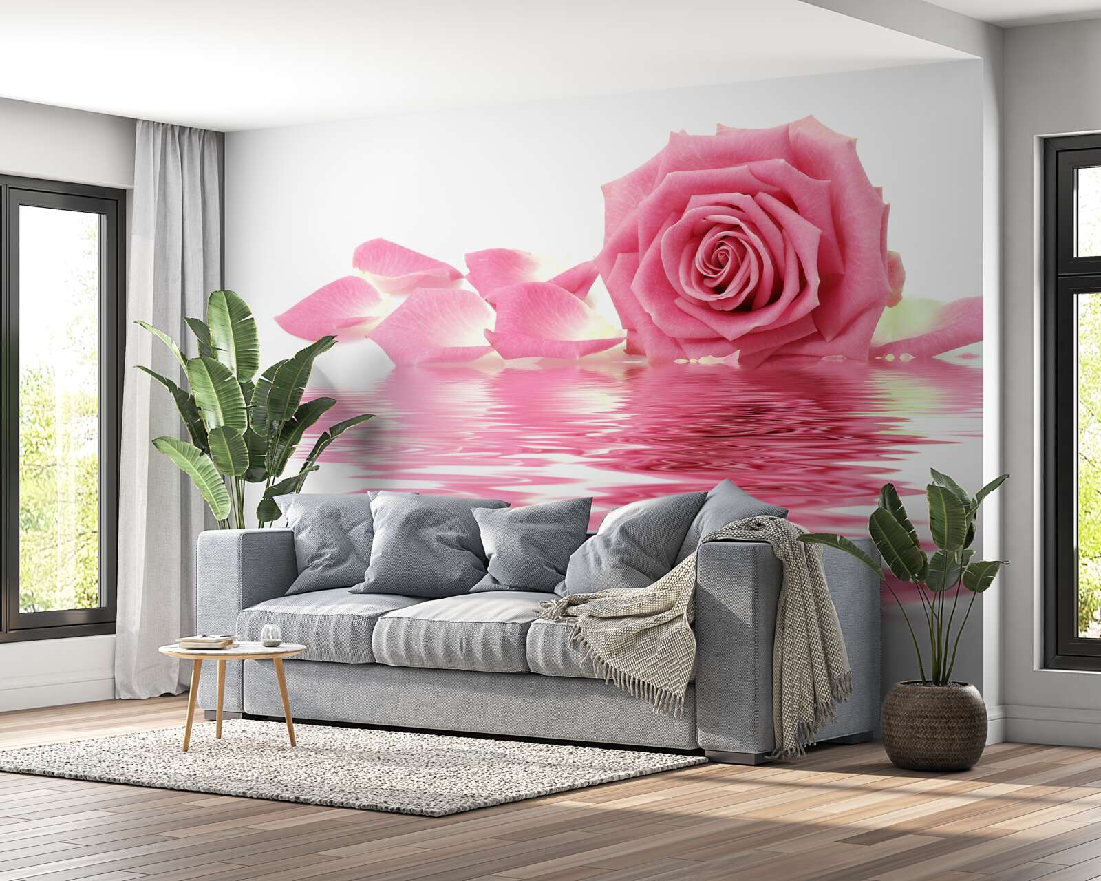 Fototapeta odraz ružovej ruže vo vode