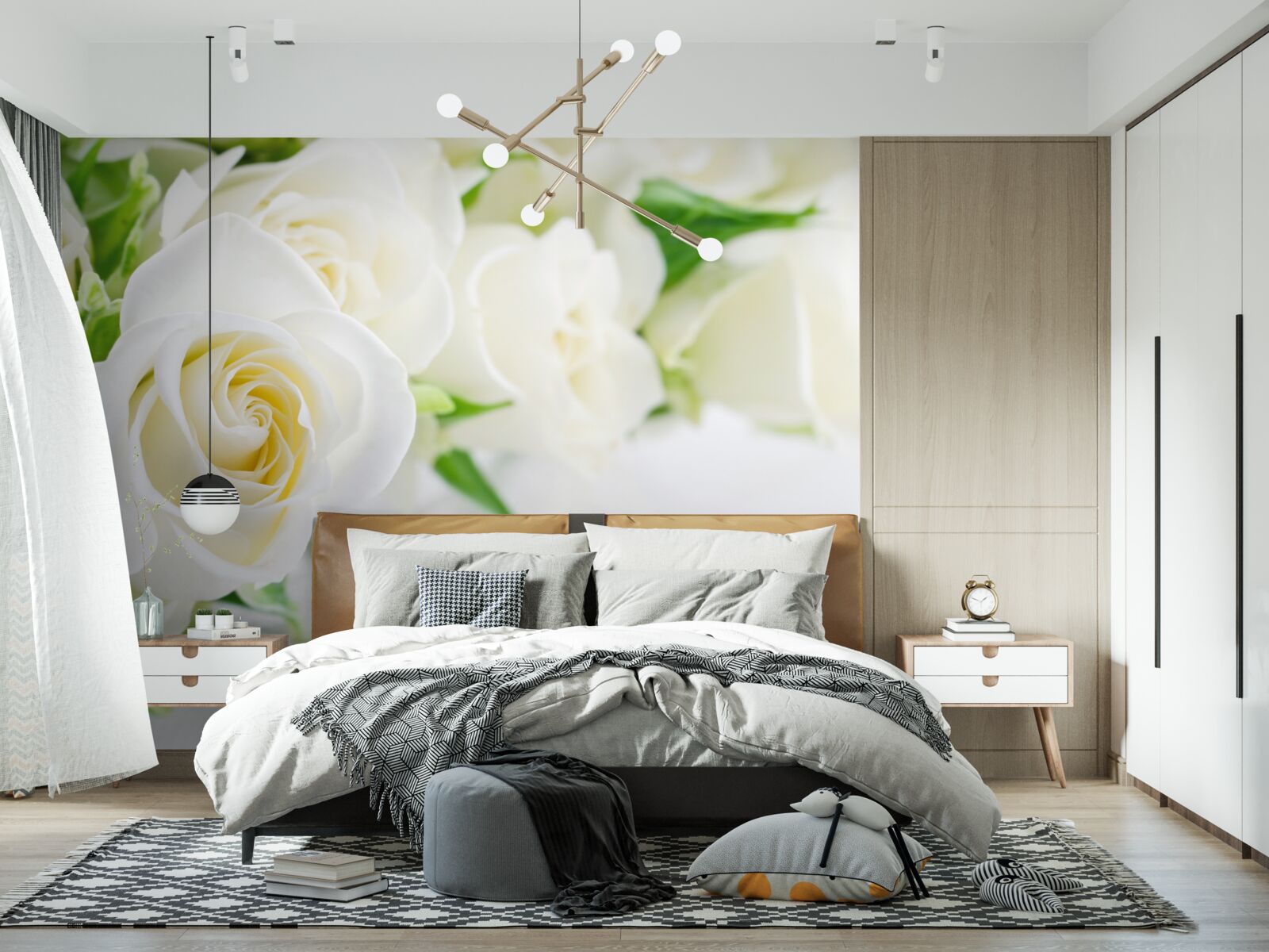 Fototapeta biela ruža na snehobielom pozadí