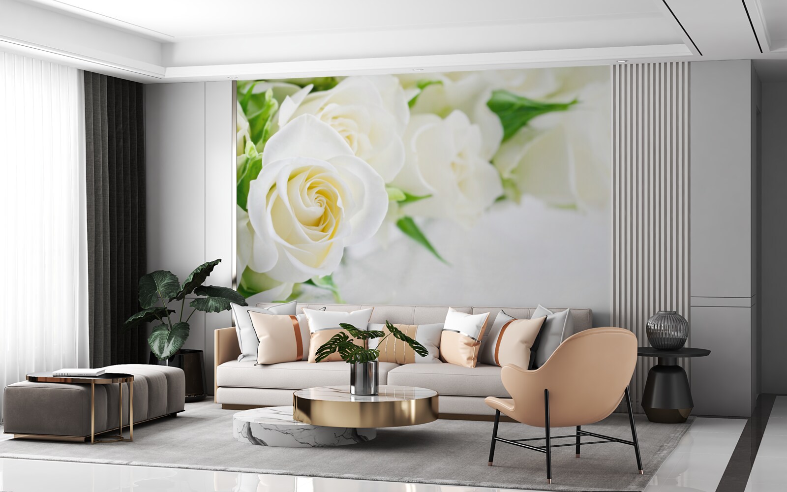 Fototapeta biela ruža na snehobielom pozadí