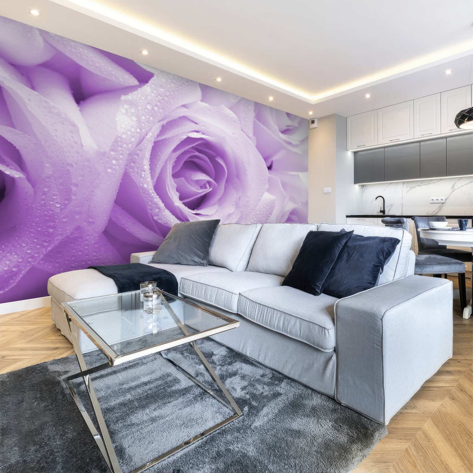 Fototapeta detailný záber ružových kvetov v fialovom odtieni