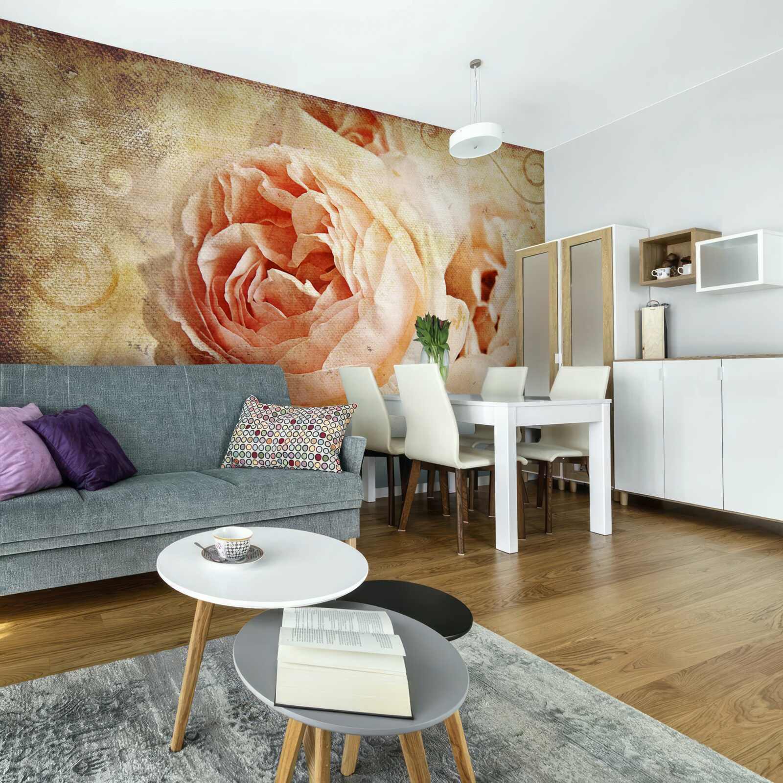 Fototapeta dva vintage ružové kvety