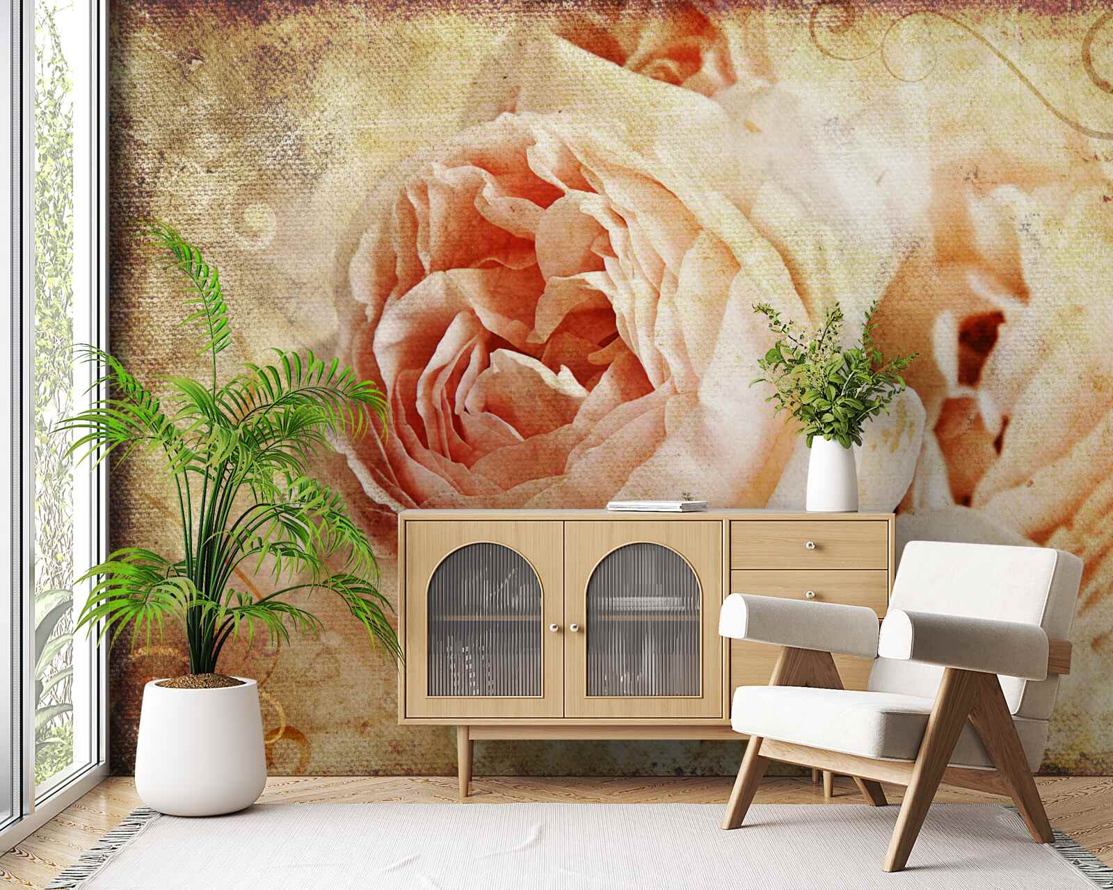 Fototapeta dva vintage ružové kvety