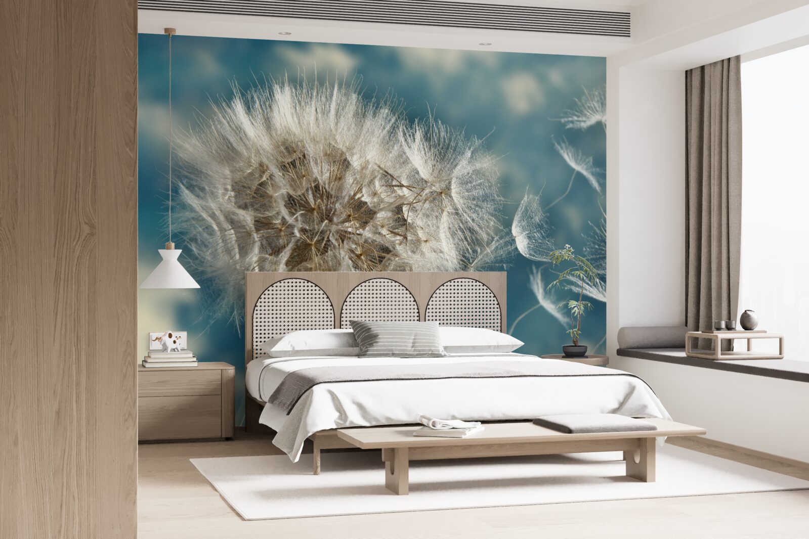 Fototapeta let púpavových semien vznášajúcich sa vo vzduchu