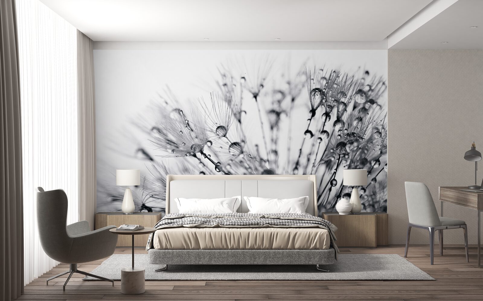 Fototapeta kvapky rosy rannej vlahy na okvetných lístkoch púpavy