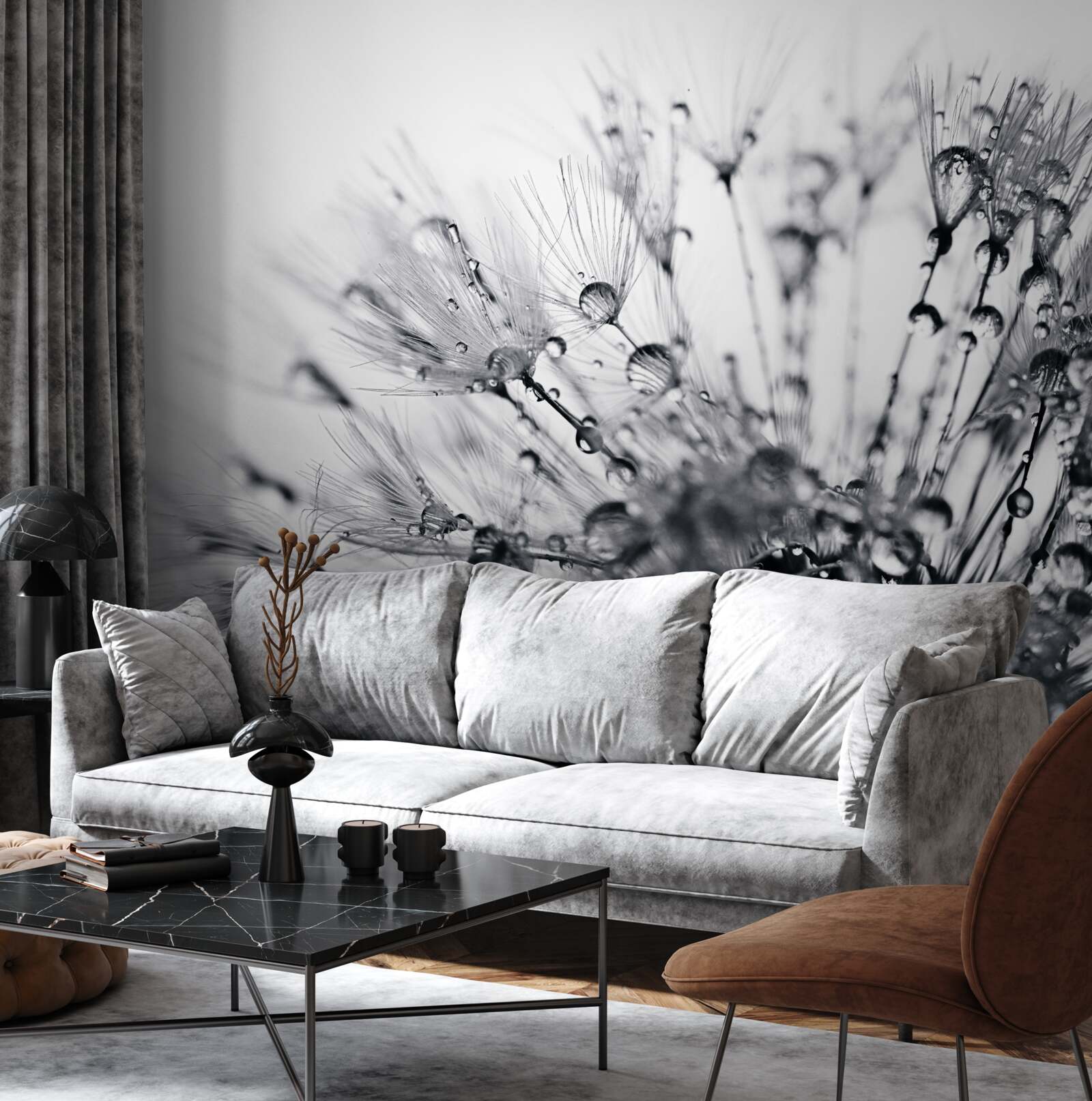 Fototapeta kvapky rosy rannej vlahy na okvetných lístkoch púpavy