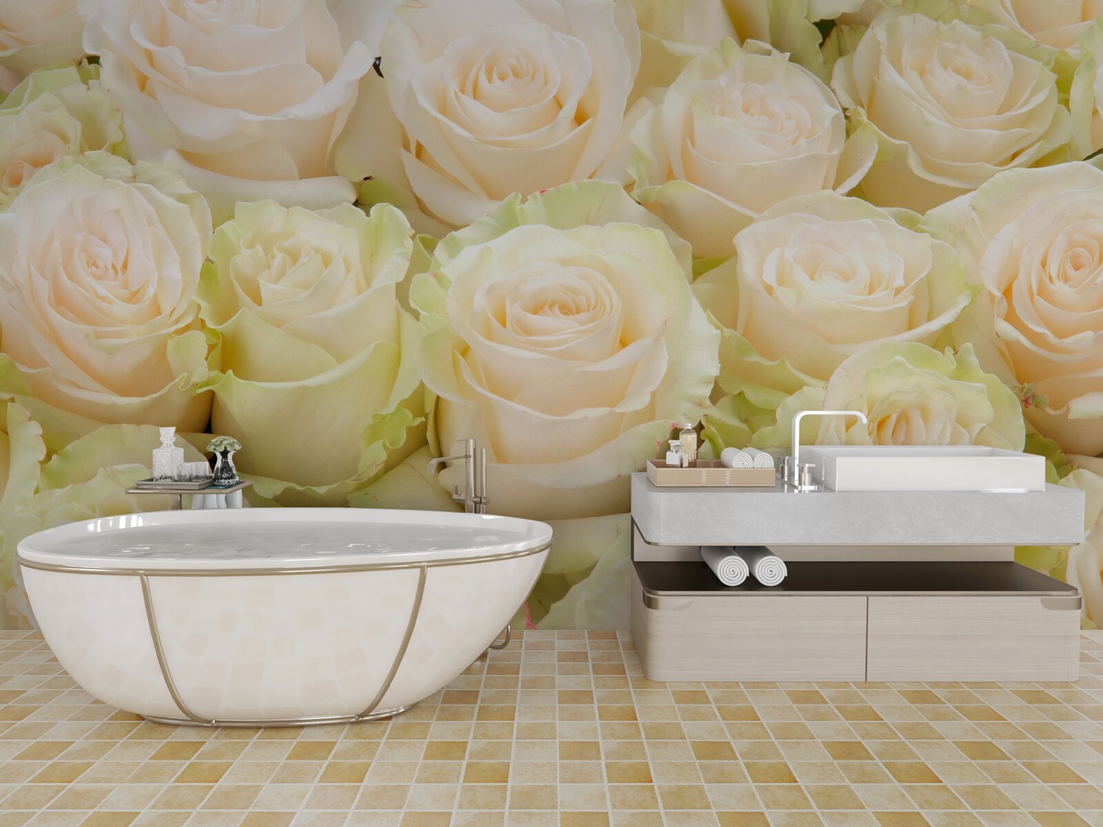 Fototapeta súhrn jemných béžových kvetov