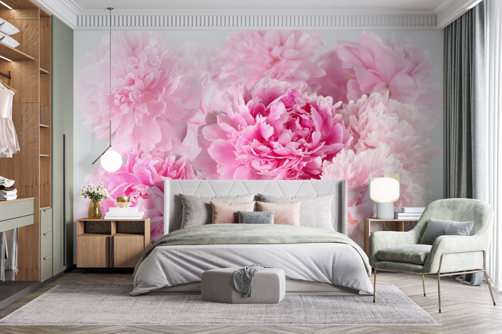 Fototapeta krásne pivonky v ružových odtieňoch