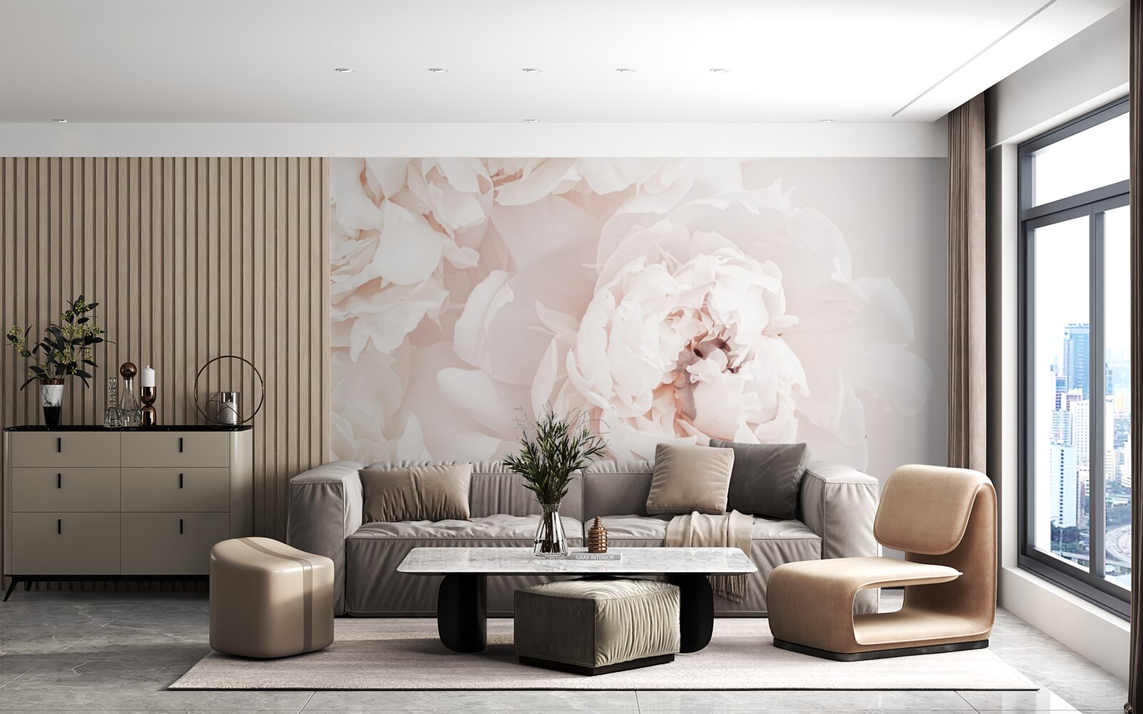 Fototapeta pivonka s jemnou pastelovou krásou