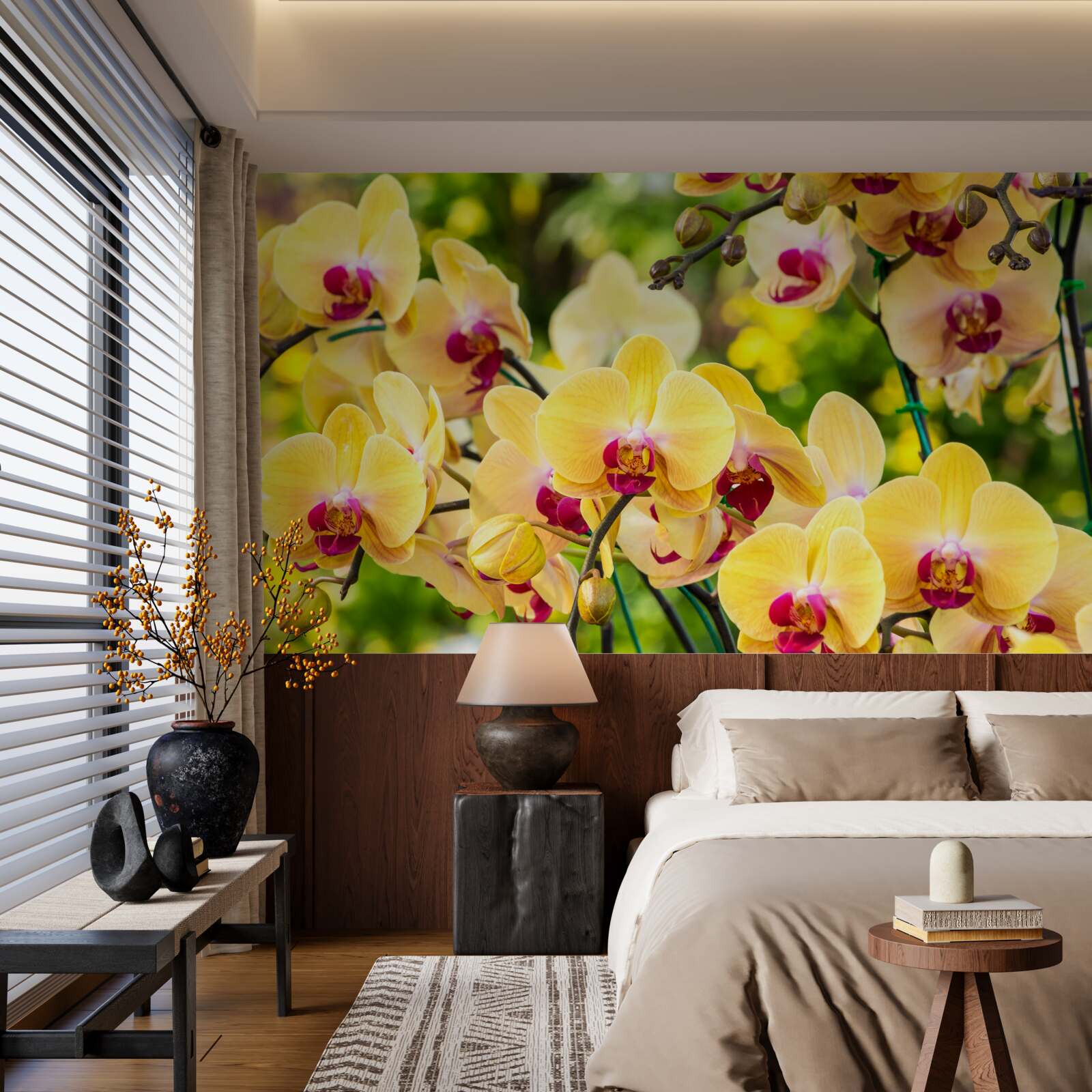 Fototapeta Žlté orchidey v letnej záhrade