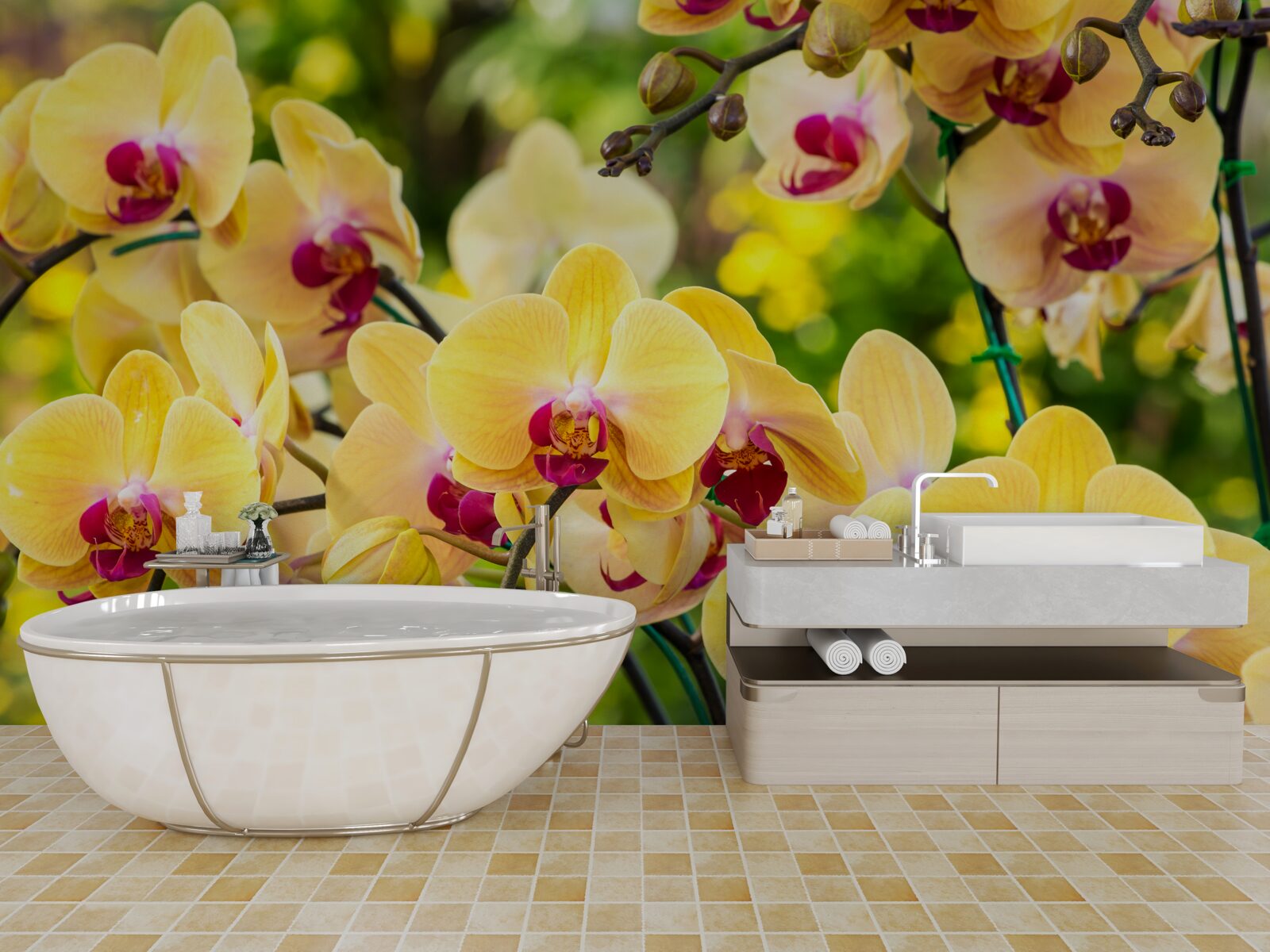 Fototapeta Žlté orchidey v letnej záhrade