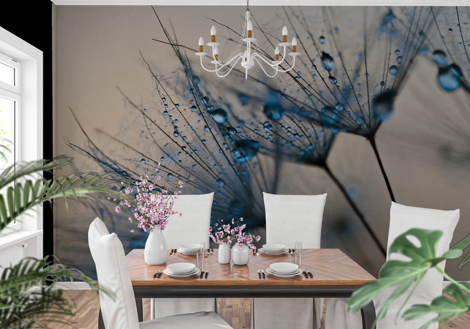 Fototapeta ranná rosa na vzdušných púpavách